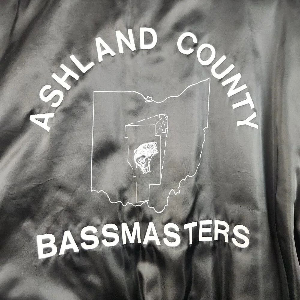 Vintage Satin Bomber Jacket Mens 2XL Quilt Lined 90's USA Made‎ Bassmasters Ohio